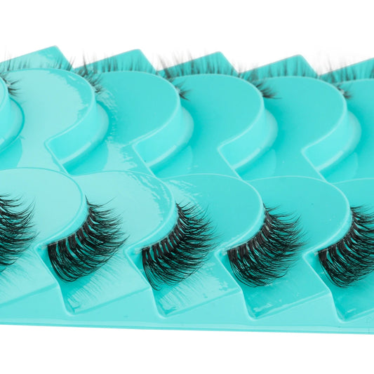 Natürliche, dramatische Katzenaugen-Wimpern – 3 oder 10 Paar halbe Wimpern schwarz