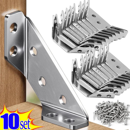Stabile Möbelverstärkung: 10er Set Edelstahl Eckwinkel mit Schrauben 7 cm