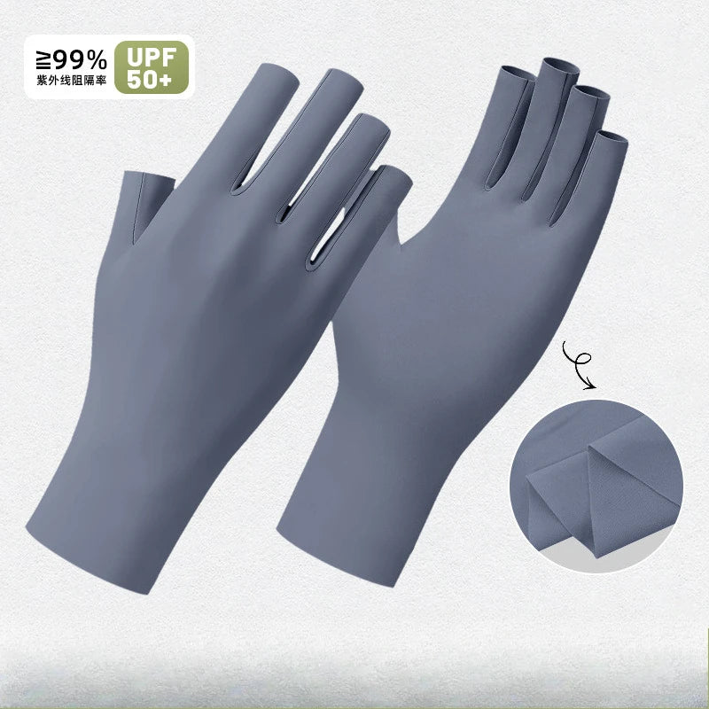 Damen elastische Anti-UV Halbfinger Handschuhe Sommer Radfahren Fäustlinge