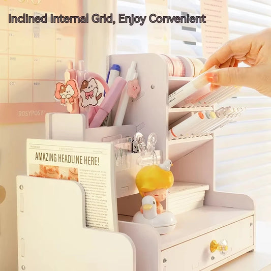 Praktischer Holz Organizer für Stifte und Schreibtischzubehör