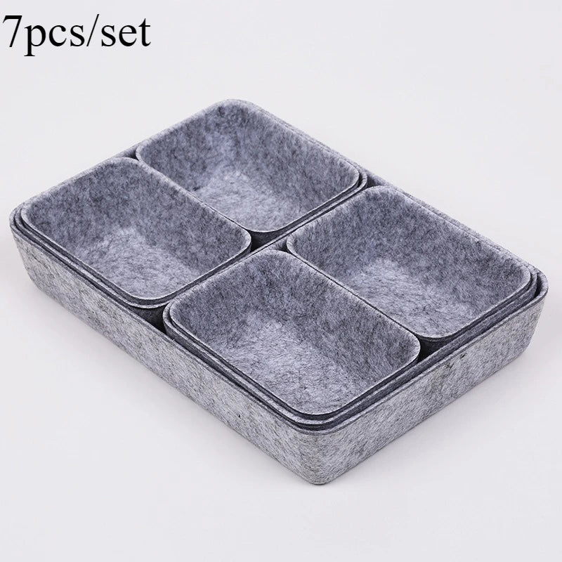 Praktischer 7-teiliges Filz Organizer Set für Schreibtisch