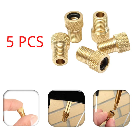 5-teiliges Ventiladapter-Set Presta zu Schrader – Metall mit Dichtung für Rad - Bike