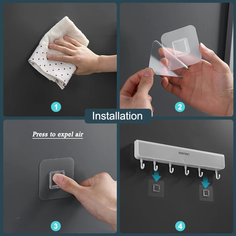 Wandregal mit Haken für Bad und Tür Lochfreie Aufbewahrung