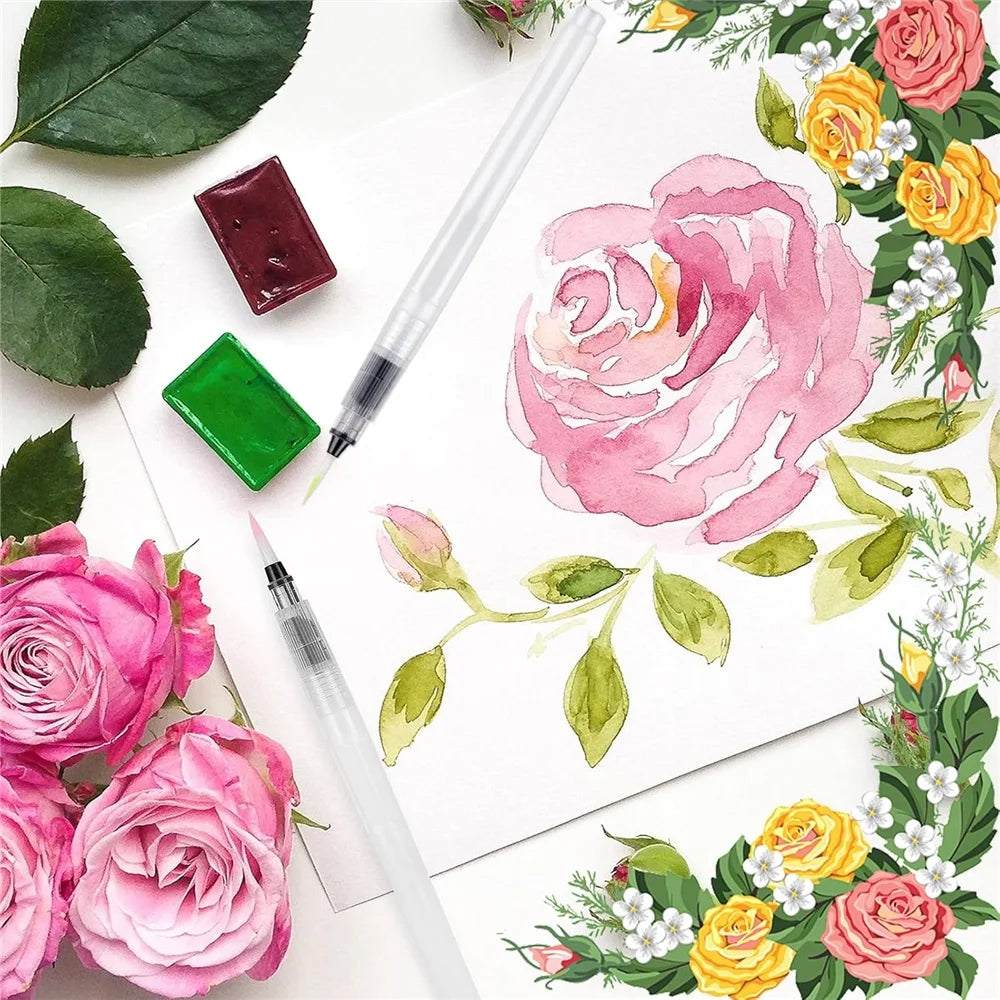 Nachfüllbares Aquarellpinsel-Stift-Set 3/6-teilig – sanft - vielseitig malen