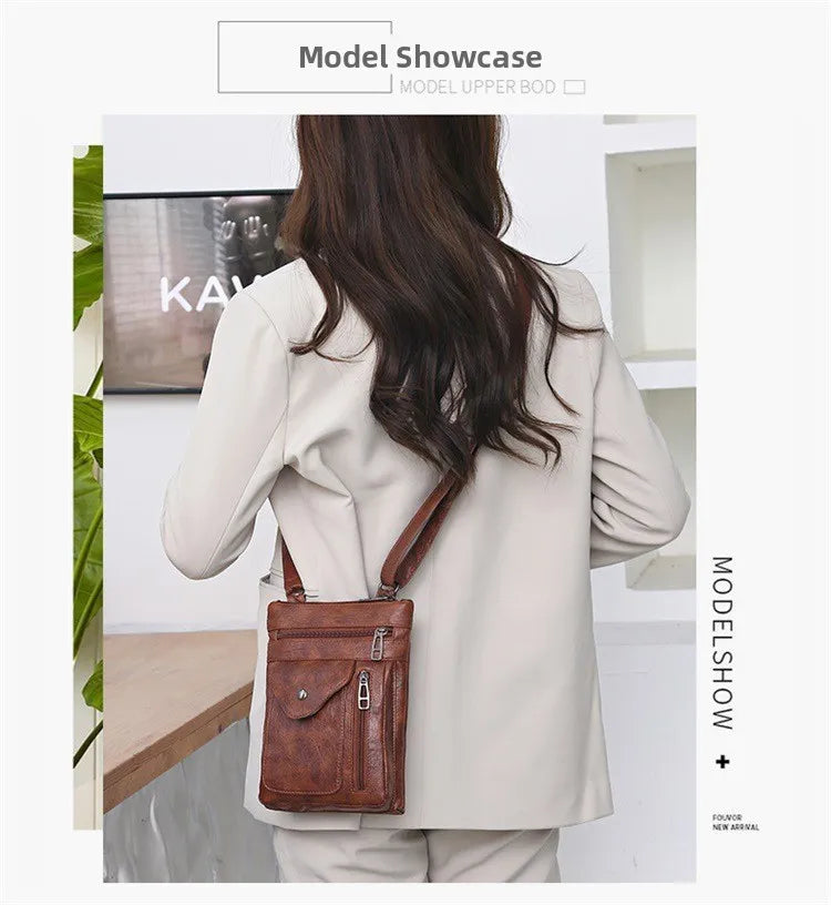 Modische Umhängetasche aus weichem Leder für Damen Handytasche