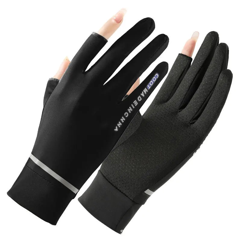 Sommerliche Eis-Seide Handschuhe mit Sonnenschutz – dünn, kühl - touchscreenfähig