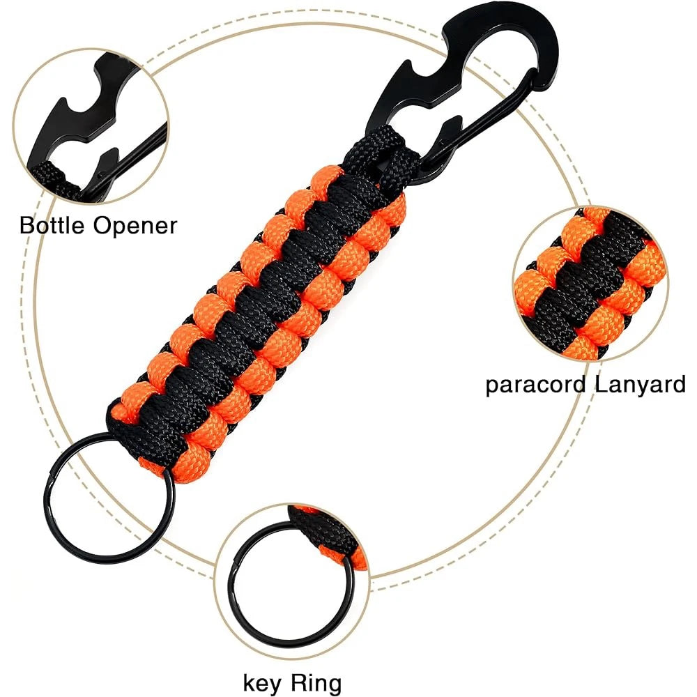 Multifunktionaler Paracord-Schlüsselanhänger mit Karabiner - Flaschenöffner – robust - vielseitig