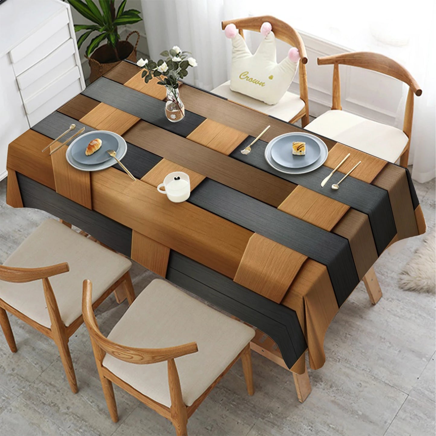 Praktische Rechteck Tischdecke mit Karomuster wasserdicht