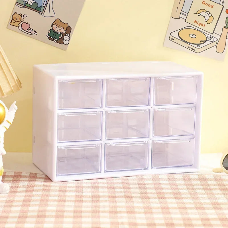 Desktop 9-Fächer Organizer transparent mit Schublade für Schreibtisch