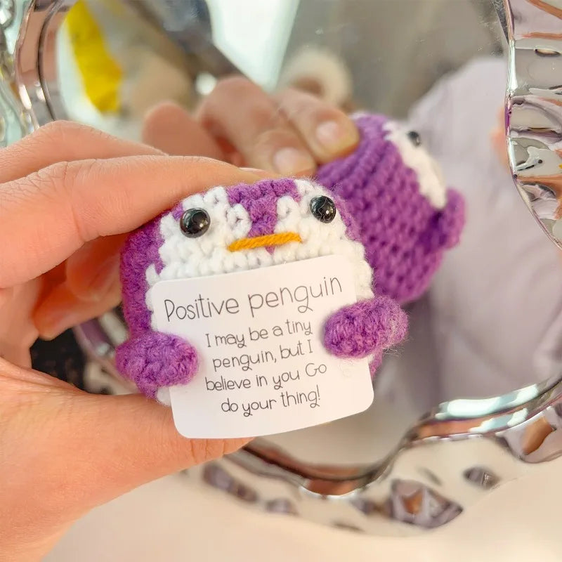 Handgemachte Mini Pinguin Plüschpuppe mit Karte Lustiges Geschenk