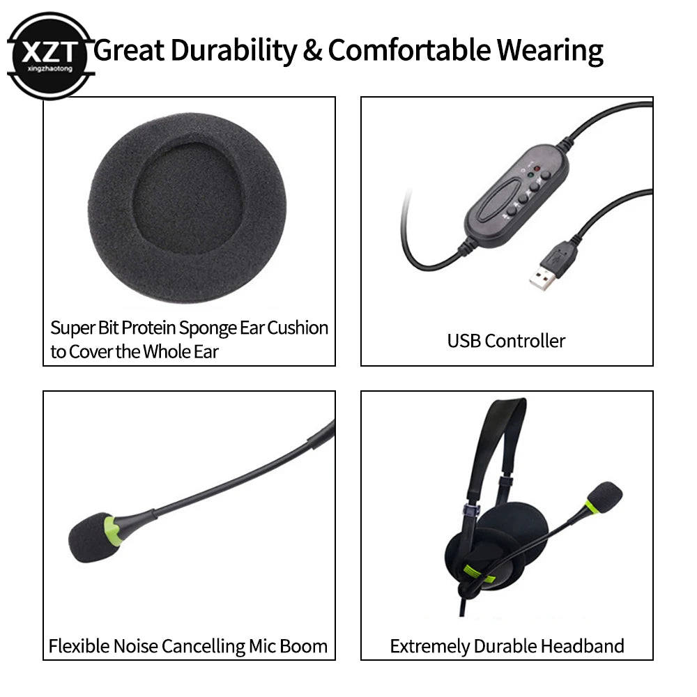 Kabelgebundene 3,5 mm Headset Kopfhörer mit Mikrofon und Noise Cancelling