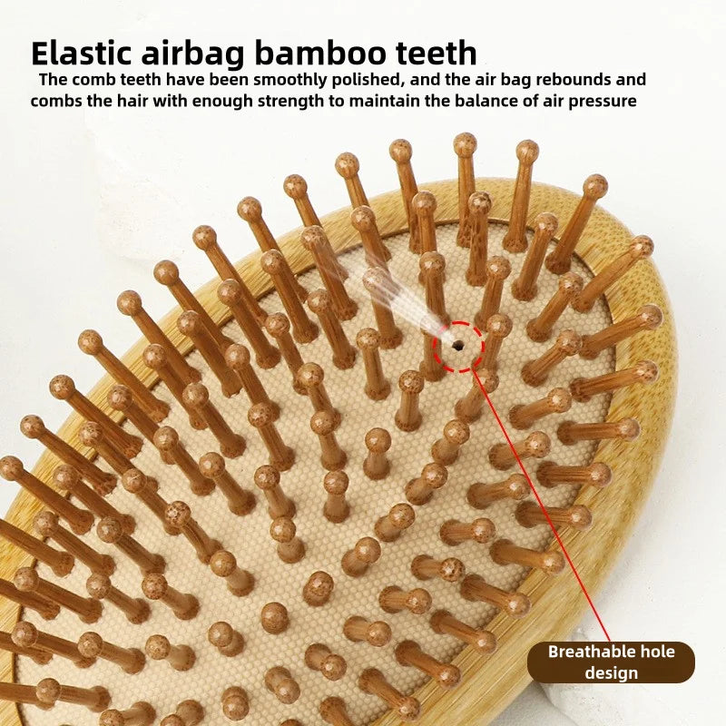 Umweltfreundlicher Bambus-Haarkamm mit Kopfhautmassage - antistatischer Wirkung