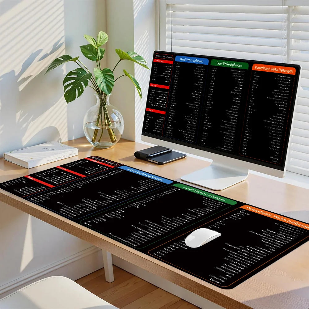 Excel Shortcuts Mauspad Schreibtischunterlage für Büro & Studium