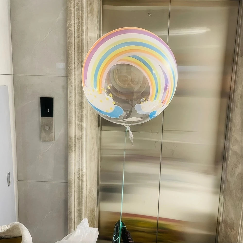 5er Set bedruckte Bobo-Bälle mit Regenbogenmotiv für Party & Dekor