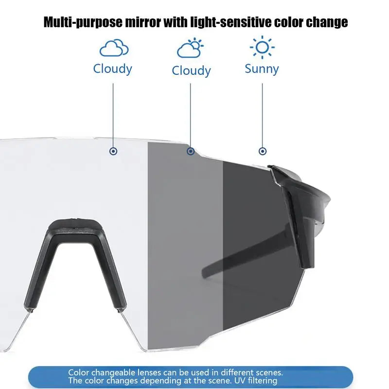 Photochrome Fahrradbrille UV Schutz Winddicht für Outdoor Sport Unisex