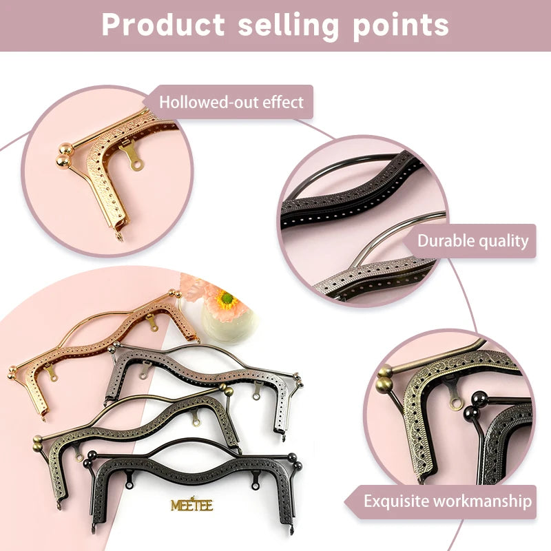 Metall Geldbörse Rahmen 20,5/27 cm Kussverschluss für Taschen 1 oder 2 Stück