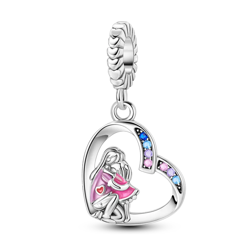 925 Sterling Silber Charm mit rosa Schmetterling - leuchtenden Glühwürmchen