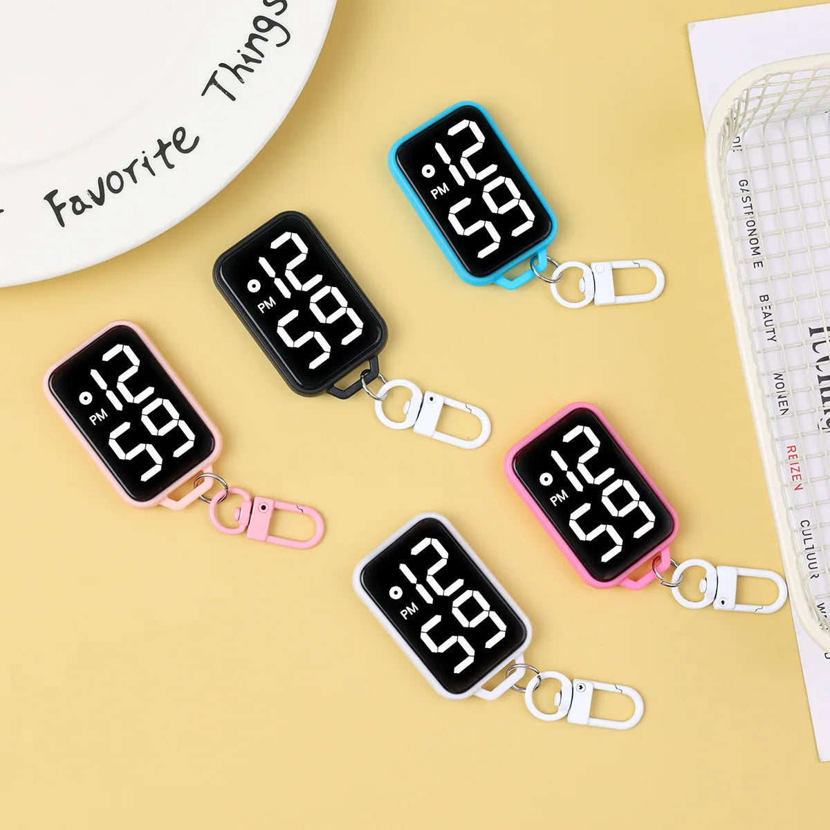 LED Schlüsselbund Taschenuhr Digital Display Rechteckig Unisex-Yabubest - Home & More