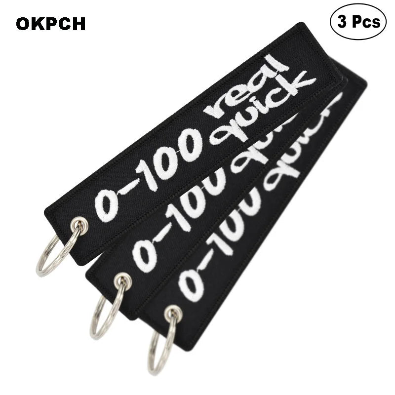 3-teiliges Schlüsselanhänger Set Bestickte Metallanhänger für Autos Motorräder