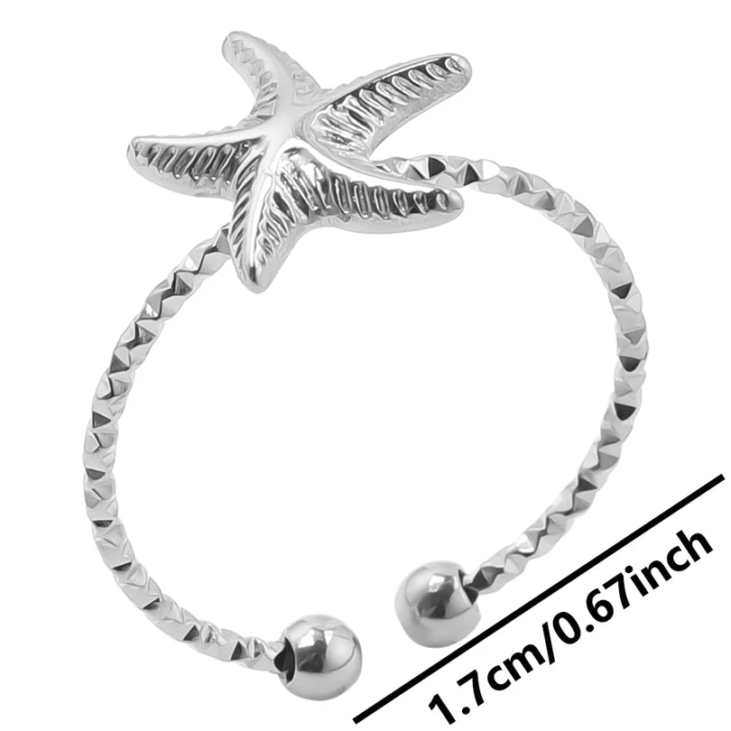 6 teiliges Edelstahlring Set mit Meeresmotiven für Frauen und Männer