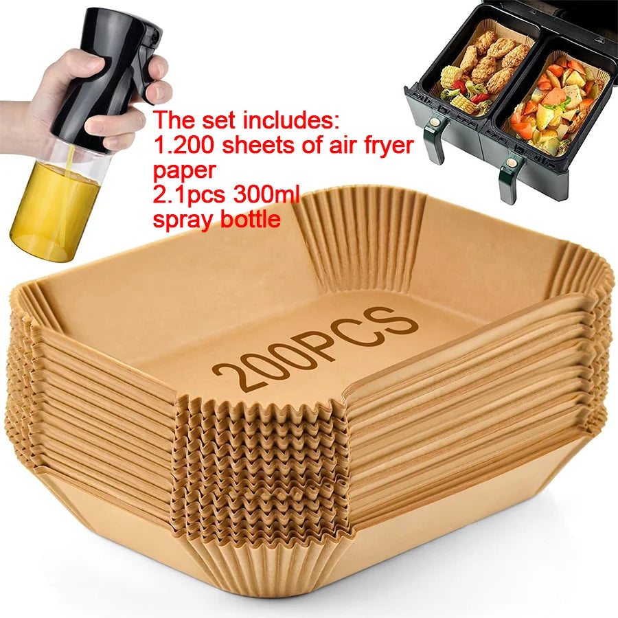 200 Stück Backpapierbögen 22x14 cm für Luftfritteuse kompatibel Ninja