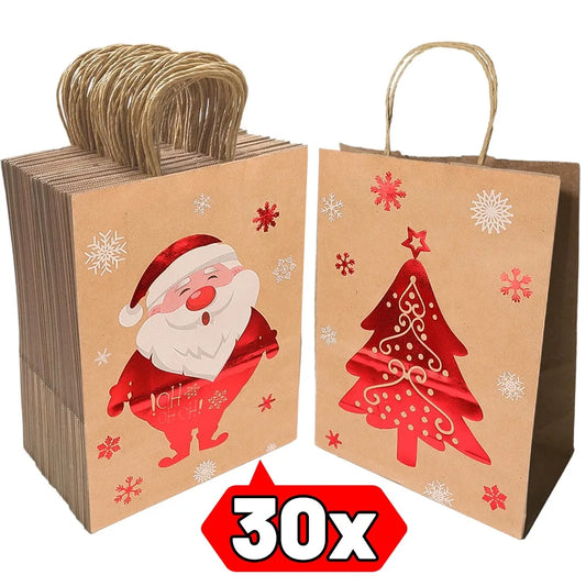 1-30 Stück Weihnachten Kraftpapier Taschen für Süßigkeiten und Geschenke