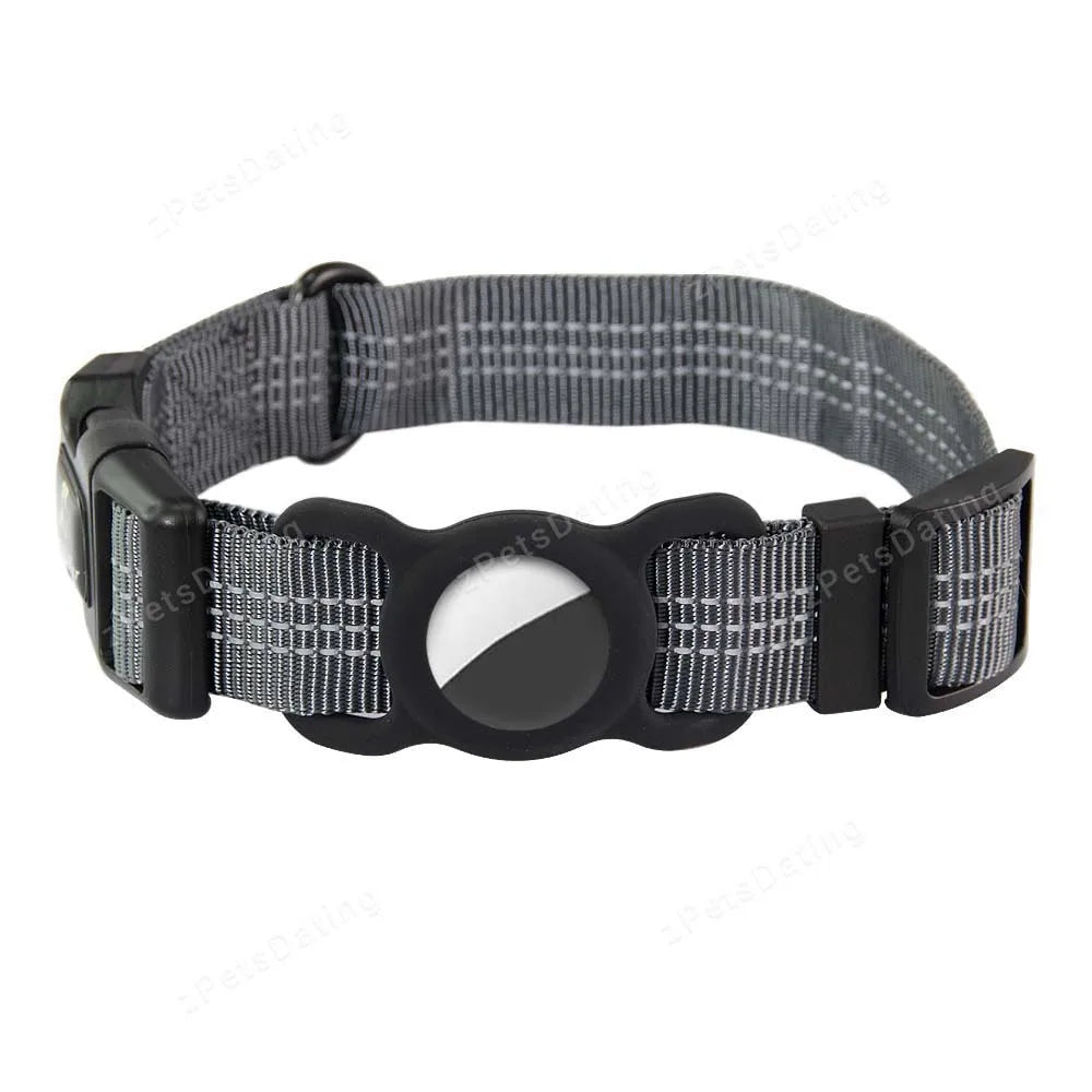 Sicheres Airtag Hundehalsband verstellbar reflektierend mit Hülle