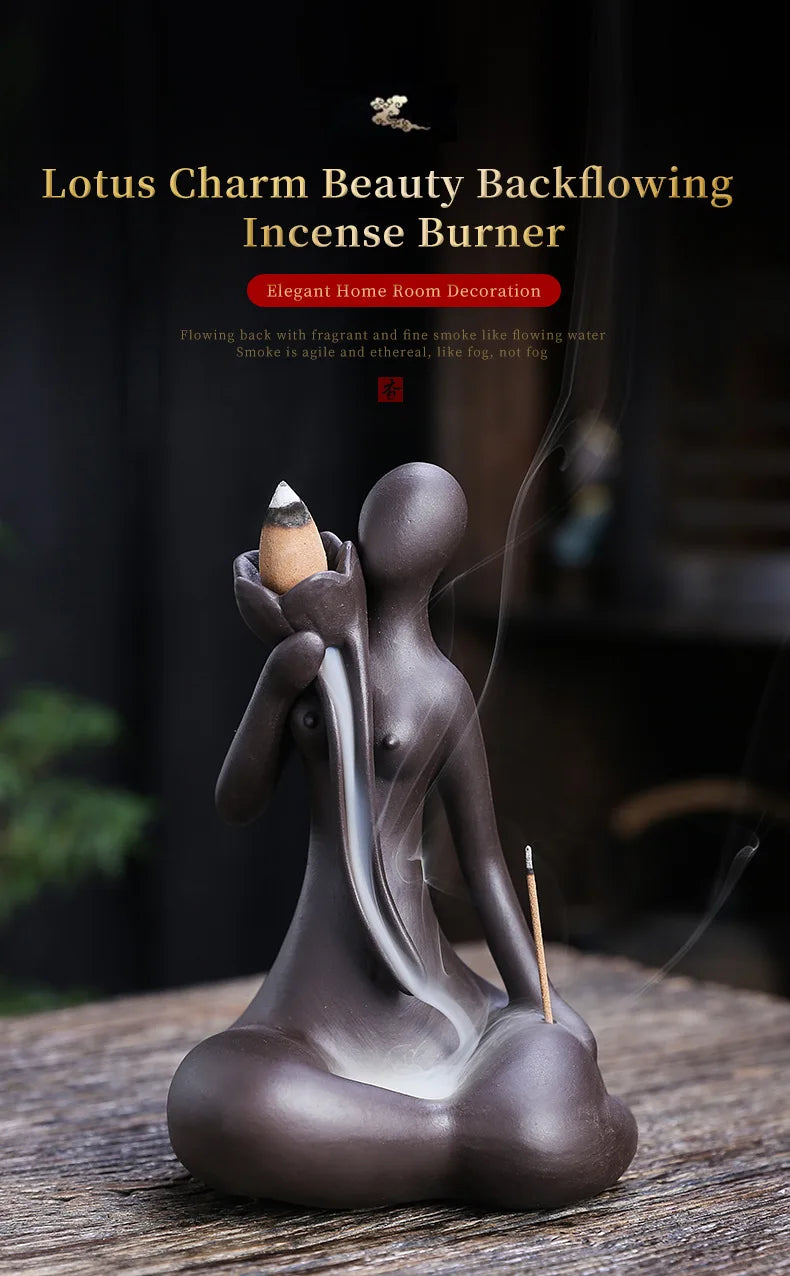 Lila Ton Rückfluss Weihrauchbrenner mit Wasserfall Effekt