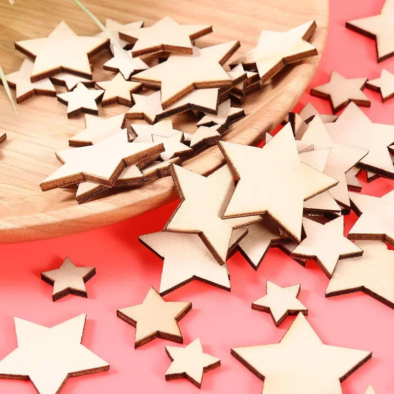Mini Holzsterne zum Basteln in gemischten Größen für kreative DIY Projekte