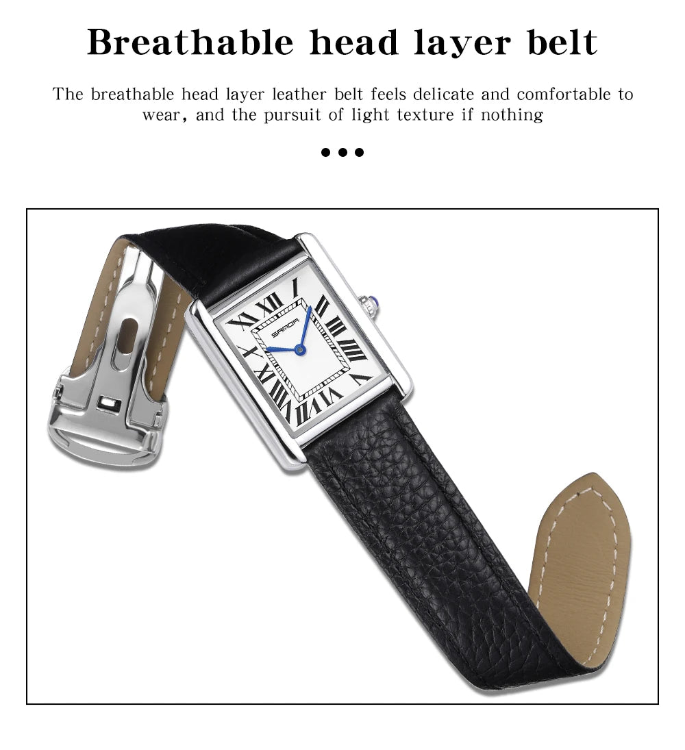 Elegante Herren Quarzuhr mit Lederband und römischem Zifferblatt