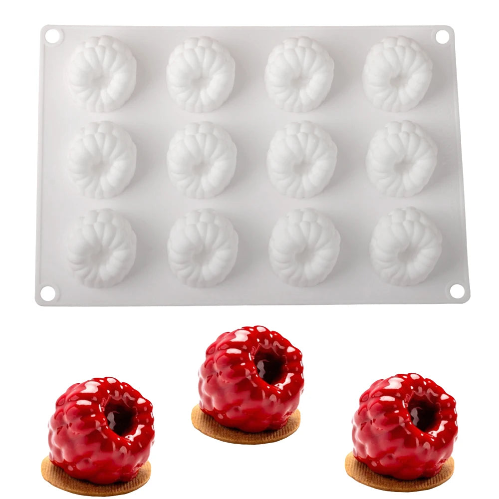 Silikon Kuchenform mit 6 12 oder 24 Himbeerzellen für Desserts
