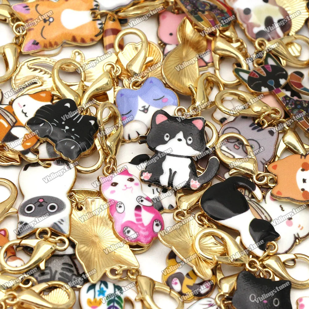 Mix Metall Katze Anhänger Häkeln und Stricken Stich Marker Kits Nadel Clip