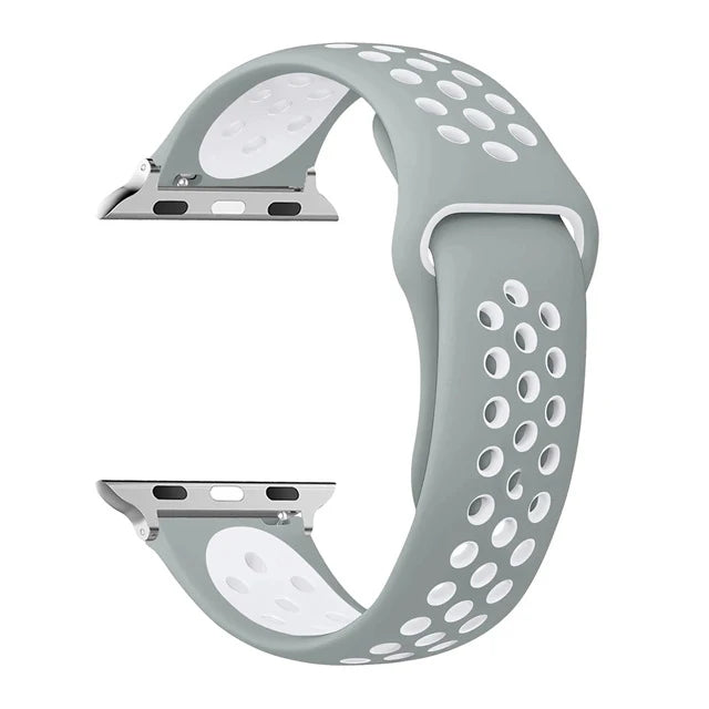 Atmungsaktives Silikon-Sportarmband kompatibel mit Smartwatch 38-49 mm