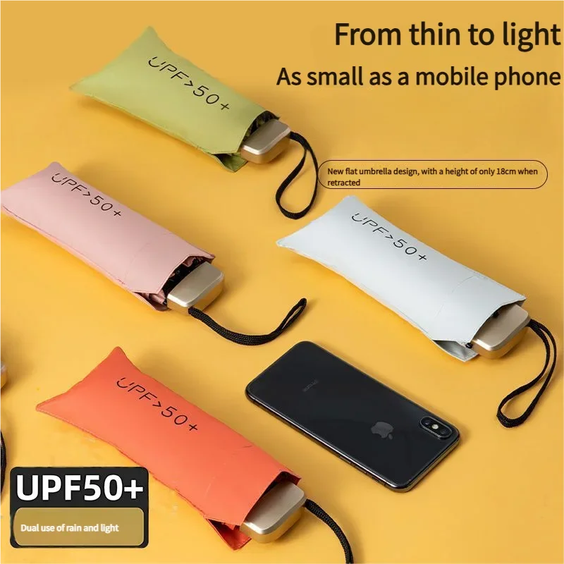 Ultraleichter Kompakter Damen Taschenschirm UPF50+ UV-Sonnenschutz Allwetter