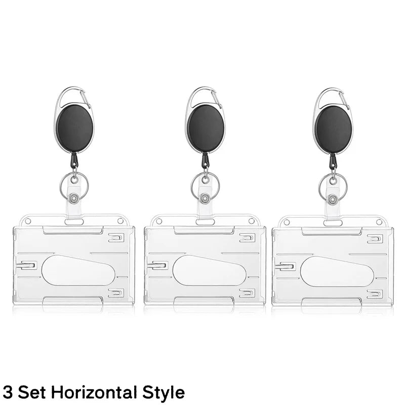 Transparenter Ausweishalter mit Doppelkarten-Slots und Rollclip