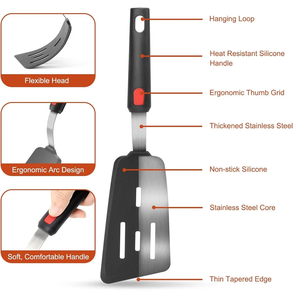 Hitzebeständiger Silikonspatel für schonendes Kochen und Braten