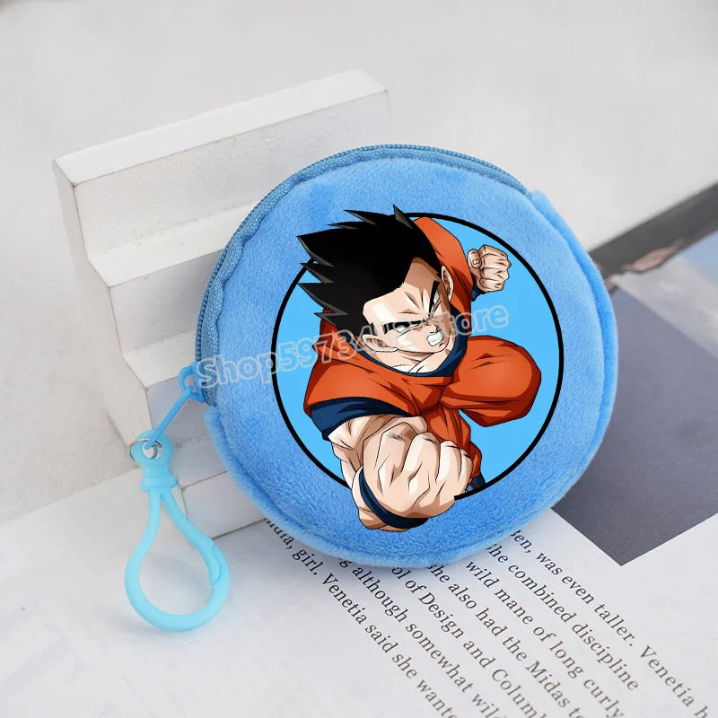 Plüsch Mini Geldbörse mit Reißverschluss rund Cartoon Schlüsselanhänger