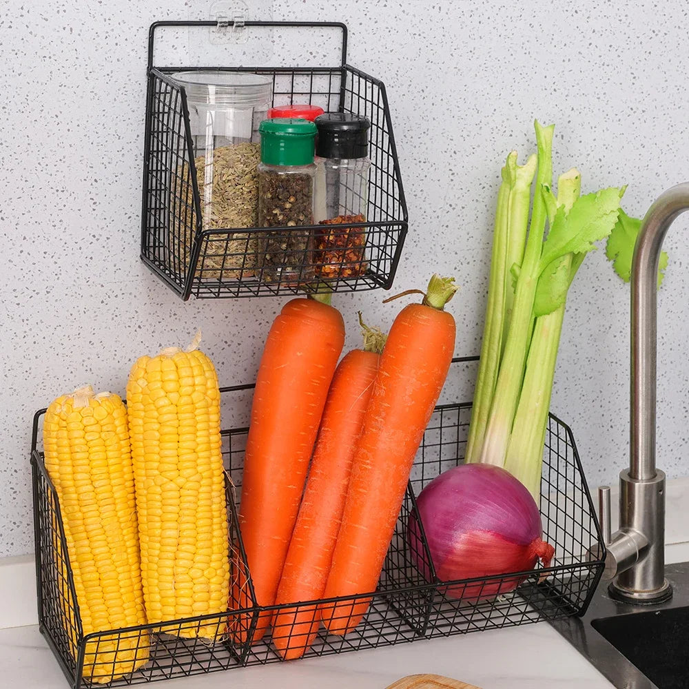 Küchen Wandlagerung Rack für Gemüse Obst Zwiebel Knoblauch Gewürze
