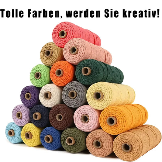 100 m Rolle bunte 3 mm Baumwollschnur für DIY und Dekoration