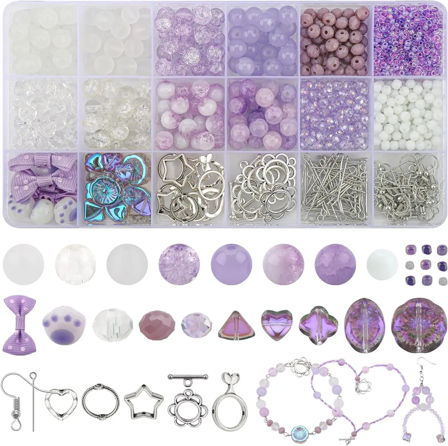 Grünes Glasperlen Set für Armband Halskette Ohrringe DIY Schmuckherstellung