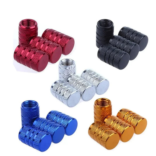 4er Set Aluminium Ventilkappen Rändelung Stil für Auto Reifen Ventile