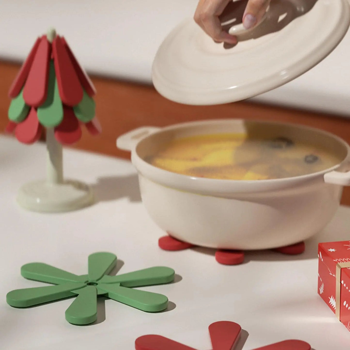 Faltbare Silikon-Untersetzer in Baumform - Hitzebeständig und Leicht zu Reinigen - 3er Set