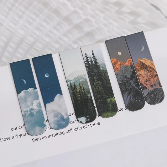 Magnetische Lesezeichen 2er Set mit Landschaftsmuster für Schule Büro