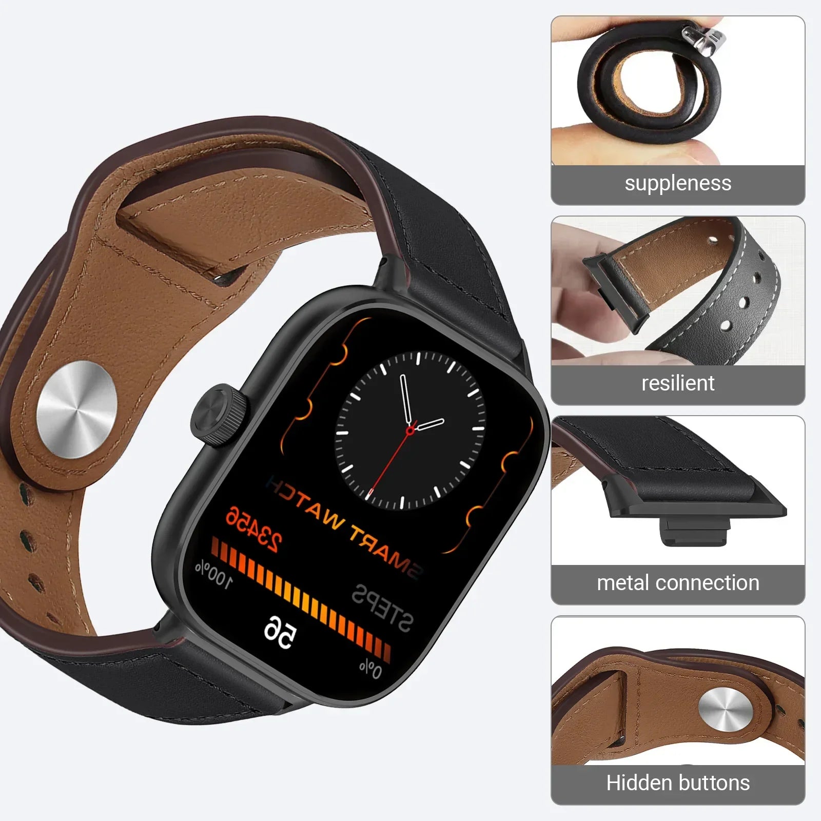 Elegantes Lederarmband für Smartwatch und Fitness Tracker-Yabubestshop