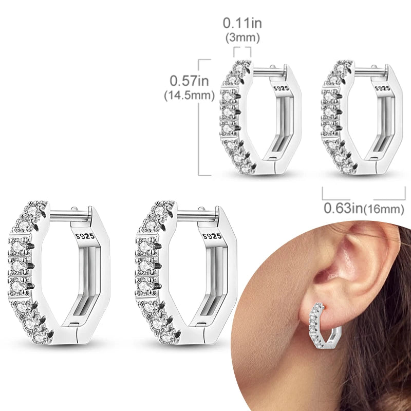 925 Sterling Silber Creolen mit Zirkonia Wassertropfen für Damen