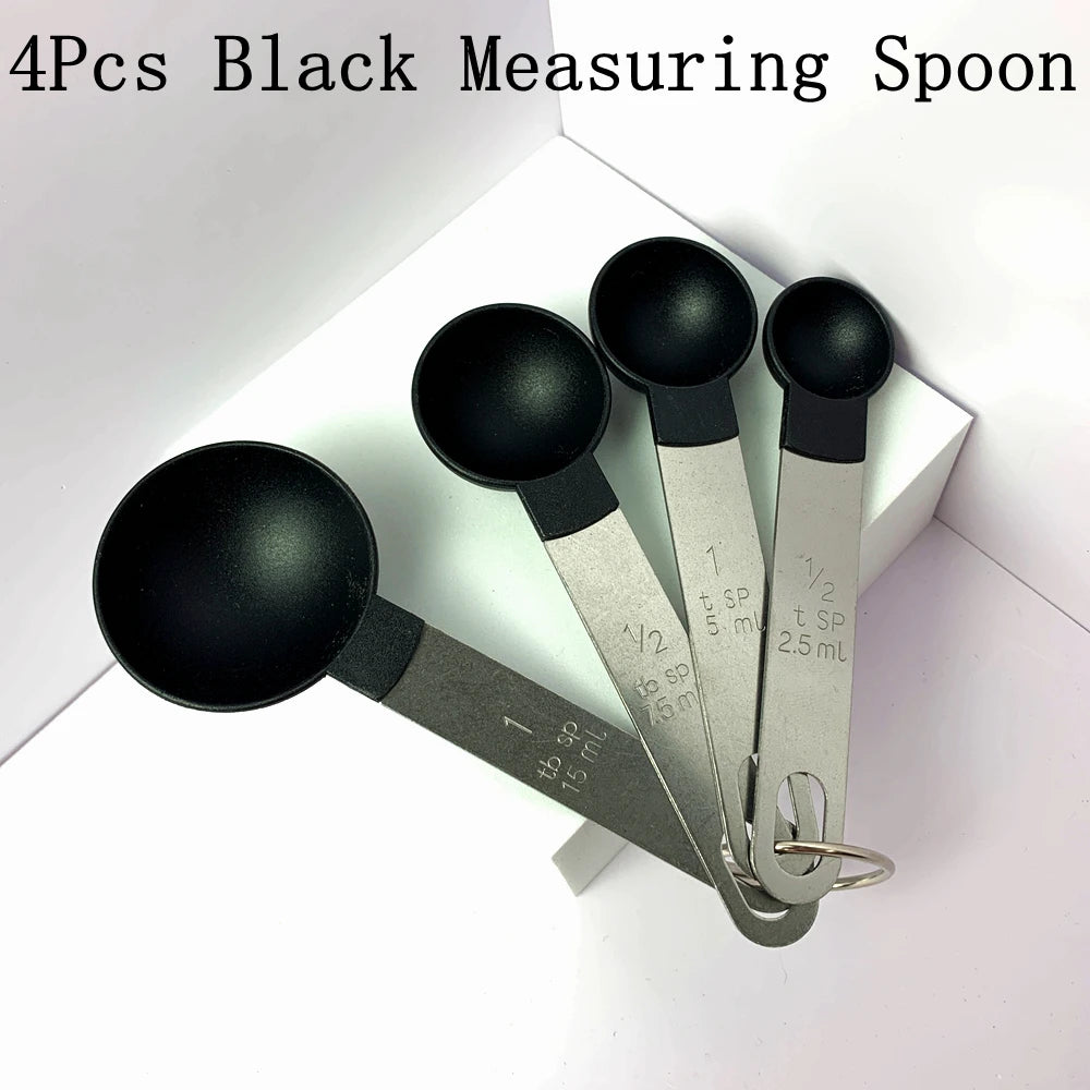 4 Teiliges Messbecher und Messlöffel Set mit Edelstahlgriff