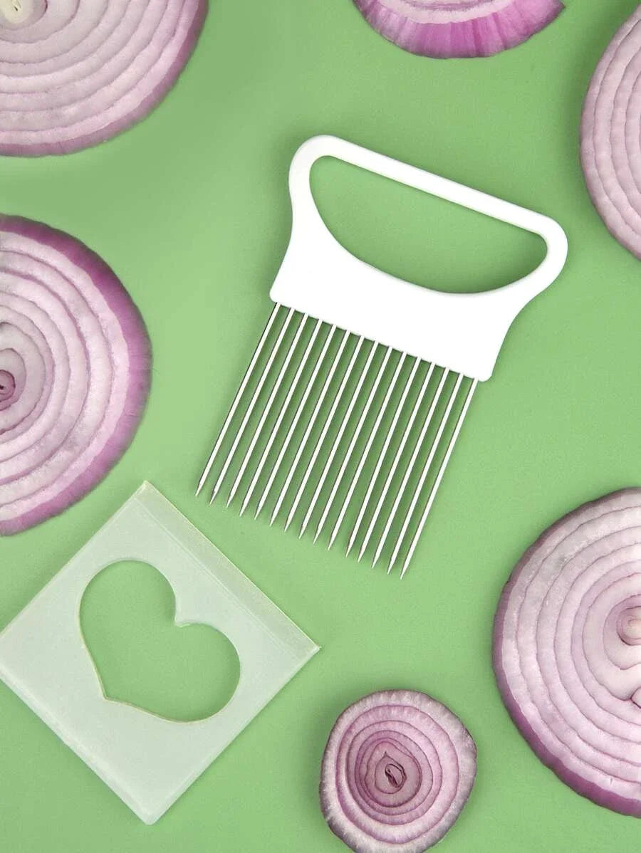 Bunter Zwiebelschneider mit Edelstahlhalter für müheloses Schneiden