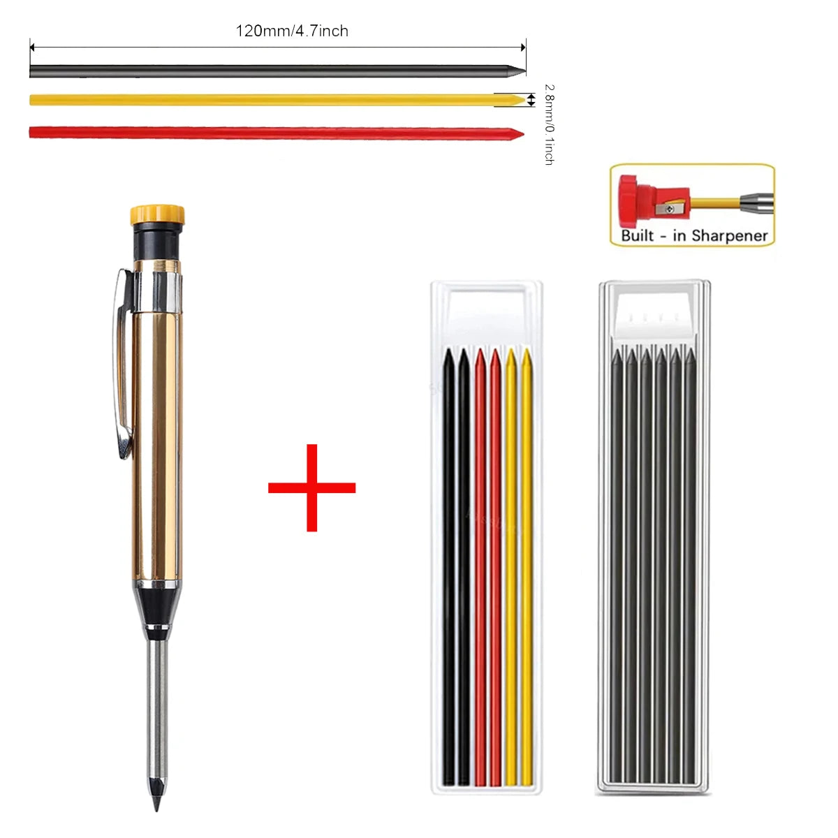 Massiver Zimmermannsbleistift Metall mit Spitzer Tieflochmarker Werkzeug
