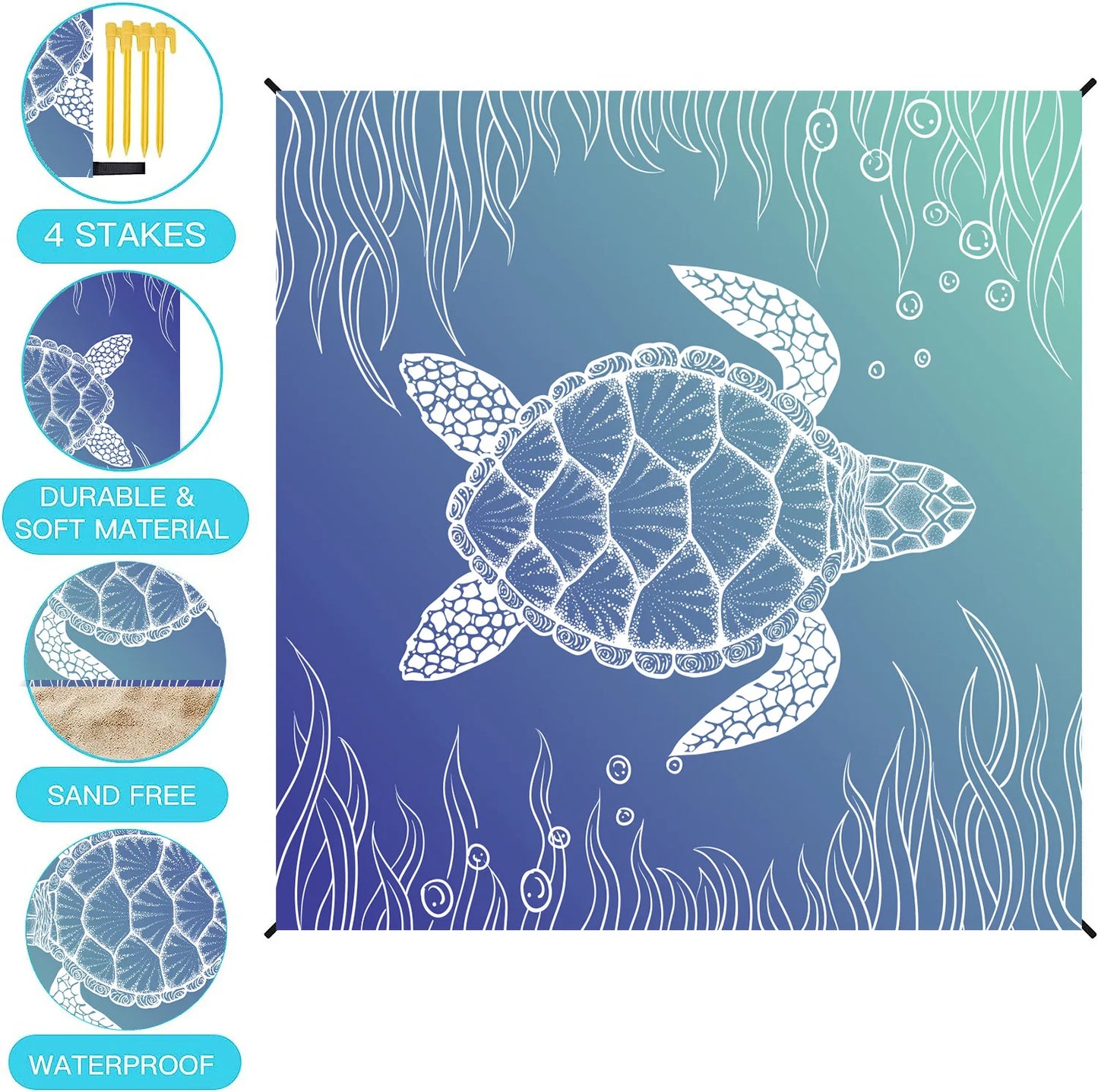 Ultradünne wasserdichte Strandmatte für bis zu 8 Personen