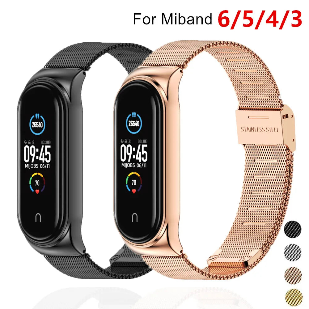 Luxuriöses Milanaise Edelstahl-Armband kompatibel mit Smartbands 3-6
